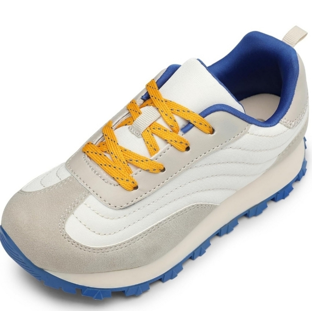 Kids White and Blue Sneakers Size 12